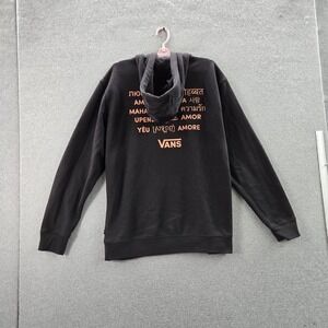 Vans Men Hoodie LARGE Black Graphic Fleece Pride Logo Fleece Pullover